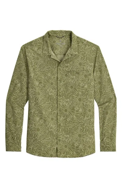 Royal Robbins Salathe Sun Print Recycled Polyester Button-up Shirt In Green