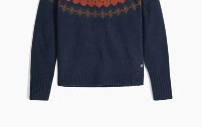 Royal Robbins Women's Rockcraft Wool Crew Sweater In Naval Heather Snowcreek Print In Multi