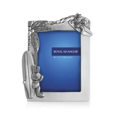 Royal Selangor Bunnies Day Out Surf's Up Photo Frame 3.5" X 5" In Silver