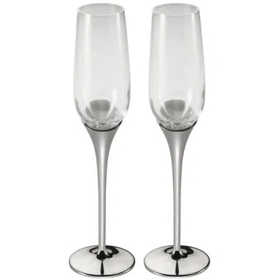Royal Selangor Domaine Champagne Flute Pair In Silver