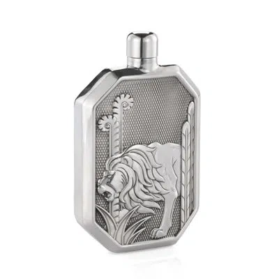 Royal Selangor Lion Hip Flask In Silver