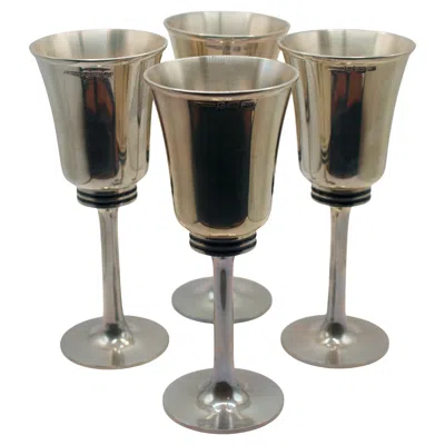 Pre-owned Royal Selangor Set Of Four  Silver Wine Goblets, 20th Century