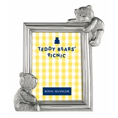 Royal Selangor Teddy Bear Picnic Pewter Embossed Picture Frame In Silver