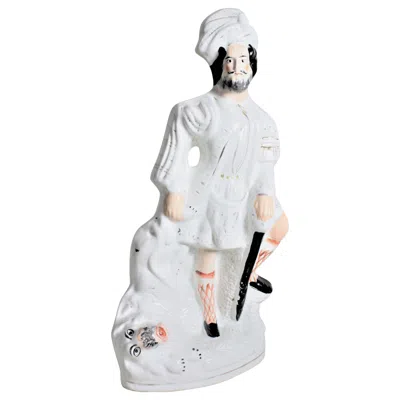 Pre-owned Royal Staffordshire Ceramics 1 Large Antique Victorian Staffordshire Hand Painted Figurine 'the Lion Slayer' In Gray
