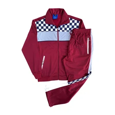 Royal Threads Mens Long Sleeve Track Suit In Burgundy