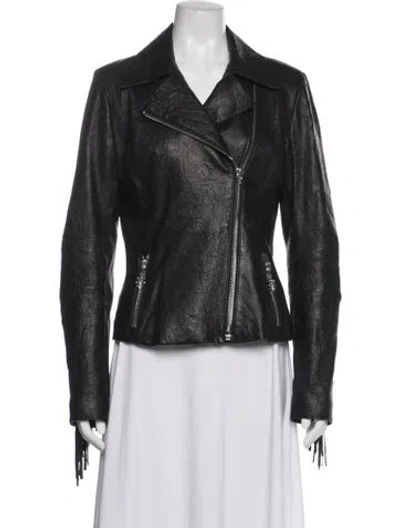 Pre-owned Royal Underground Leather Biker Jacket In Black