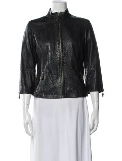 Pre-owned Royal Underground Leather Biker Jacket In Black