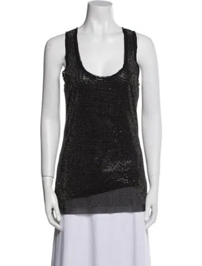 Pre-owned Royal Underground Nylon Scoop Neck Top In Black