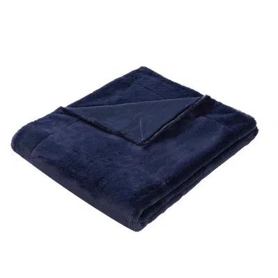 Royal Velvet Luxe Faux Rabbit Fur 60x70 Throw In Gift Box In Blue