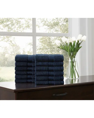 Royal Velvet Regal Plush 12pc Wash Cloth In Blue