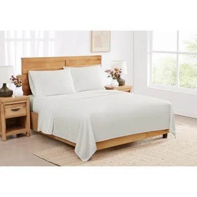 Royal Velvet Royal Signature Dobby Stripe Sheet Set In White