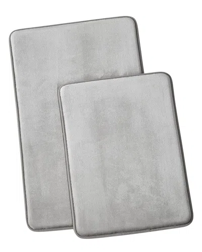 Royal Velvet Set Of 2 Signature Solid Memory Foam Bath Rugs In Gray