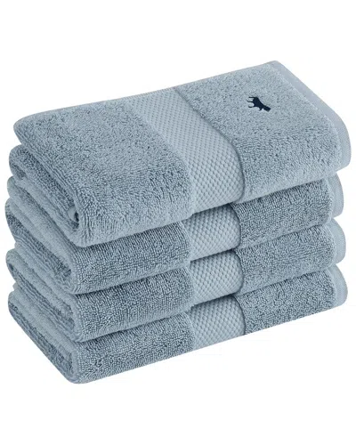 Royal Velvet Set Of 4 Turkish Cotton Hand Towels In Blue