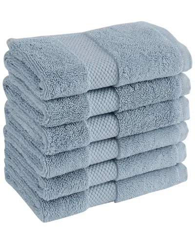 Royal Velvet Set Of 6 Turkish Cotton Wash Cloths In Blue