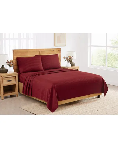Royal Velvet Signature Dobby Stripe Sheet Set In Red