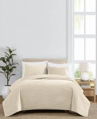 Royal Velvet Wavy Cotton Matte Velvet 3 Piece Quilt Sets In Neutral