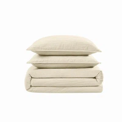 Royal Velvet Wavy Cotton Velvet Quilt Set In Ivory