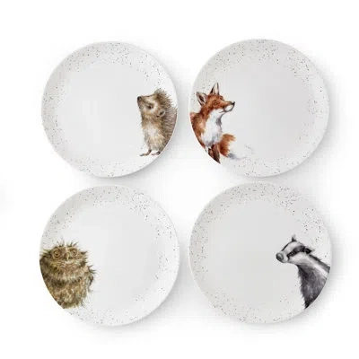 Royal Worcester 10.5" Coupe Plates, Set Of 4 (assorted) In White