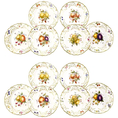 Pre-owned Royal Worcester 12  Hand-painted Dessert Plates With Fruit Artist Signed Hummel In White