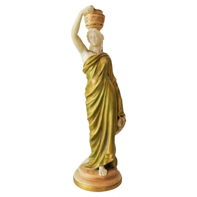 Pre-owned Royal Worcester 19th Century English  Porcelain Fairy Candlestick Lamp Standard In Brown