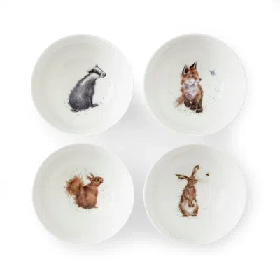 Royal Worcester 6" Deep Bowls, Set Of 4 (assorted) In White