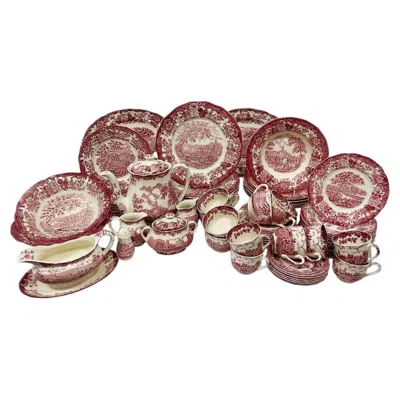 Pre-owned Royal Worcester A  Ltd Dinner Set Avon Scenes 1790, Palissy, England In Brown