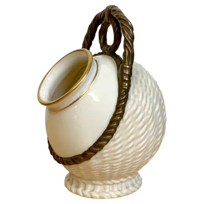 Pre-owned Royal Worcester Aesthetic Basketweave Amphora Spill Vase, 1883 In Sand