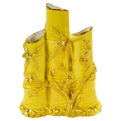 Pre-owned Royal Worcester Aesthetic Movement Bamboo Form Trompe L'oeil Porcelain Vase In Transparent