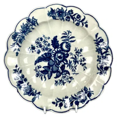 Pre-owned Royal Worcester Antique Blue And White Porcelain Dish By Worcester England, 18th Century C. 1785