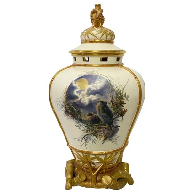Pre-owned Royal Worcester Antique Hand Painted  Urn Table Lamp, Late 19th Century In Brown