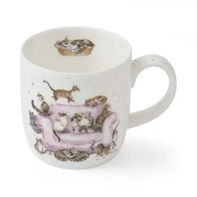 Royal Worcester Cattitude Mug (cats), 11 oz In White
