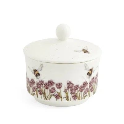 Royal Worcester Covered Sugar Bowl (bumble Bee) In White