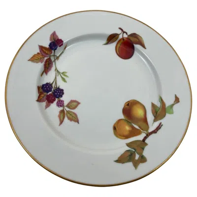 Pre-owned Royal Worcester England Evesham Fruit Design Porcelain Lunch Dessert Plate In Gray