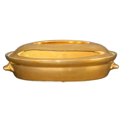 Pre-owned Royal Worcester England Oval Lidded Tureen Lustre Gold In Brown