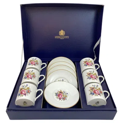 Pre-owned Royal Worcester England Set Of Six Demitasse Cups And Saucers In Original Box In Black