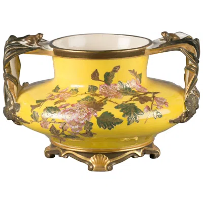 Pre-owned Royal Worcester English Porcelain Yellow Ground Japonesque Vase, , Dated 1883