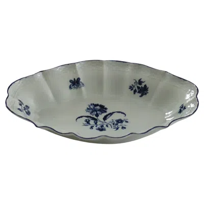 Pre-owned Royal Worcester First Period Worcester Blue And White Desert Dish In Gillyflower Ptn, Ca 1770