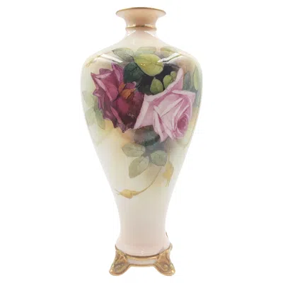Pre-owned Royal Worcester Hand Painted Porcelain Vase In Sand