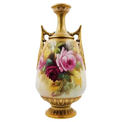Pre-owned Royal Worcester Hand-painted  Vase With Artist's Signature. In Brown