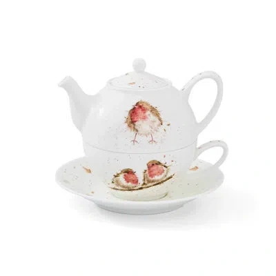 Royal Worcester Individual Teapot With Cup & Saucer In White