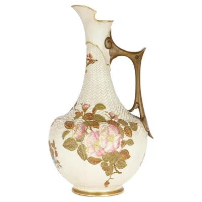 Pre-owned Royal Worcester Japanese Style English Porcelain Ewer By  In Sand