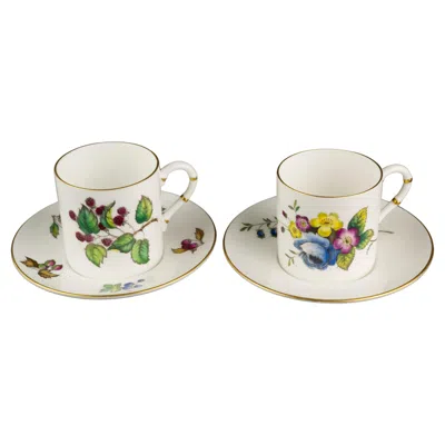 Pre-owned Royal Worcester Pair Of Demitasse Cup & Saucer Sets, England 1944-1955 In Sand