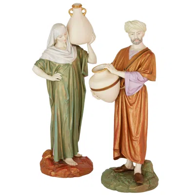 Pre-owned Royal Worcester Pair Of Orientalist  Porcelain Figures Of Water Carriers In Brown