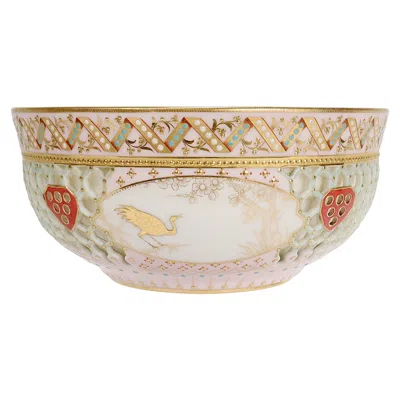 Pre-owned Royal Worcester Reticulated  Porcelain Bowl Attr. To George Owen & Samuel Ranford In Sand