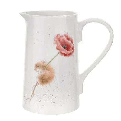 Royal Worcester Rw-wrendale Designs Jug 2 Pt Mouse And Poppy In White