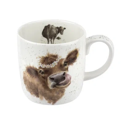 Royal Worcester Rw-wrendale Designs Mug 14 oz Daisy Chain (cow) In White
