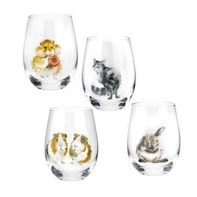 Royal Worcester Rw-wrendale Designs S/4 Tumbler 19oz Asstd. In Brown;gray;yellow