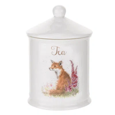 Royal Worcester Rw-wrendale Designs Tea Canister Foxgloves In White,brown