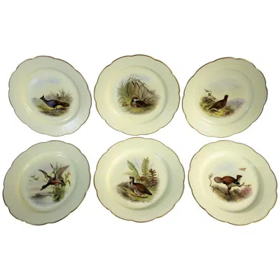 Pre-owned Royal Worcester Set Of Six  Porcelain Plates In Sand
