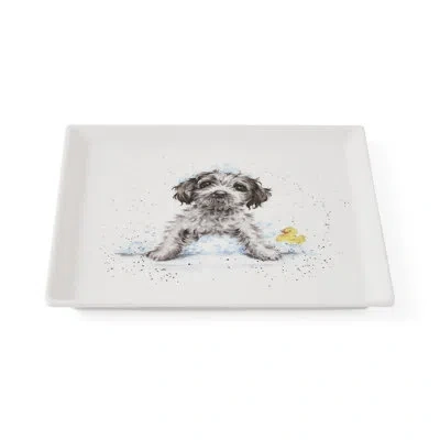 Royal Worcester Square Plate (dog) In White